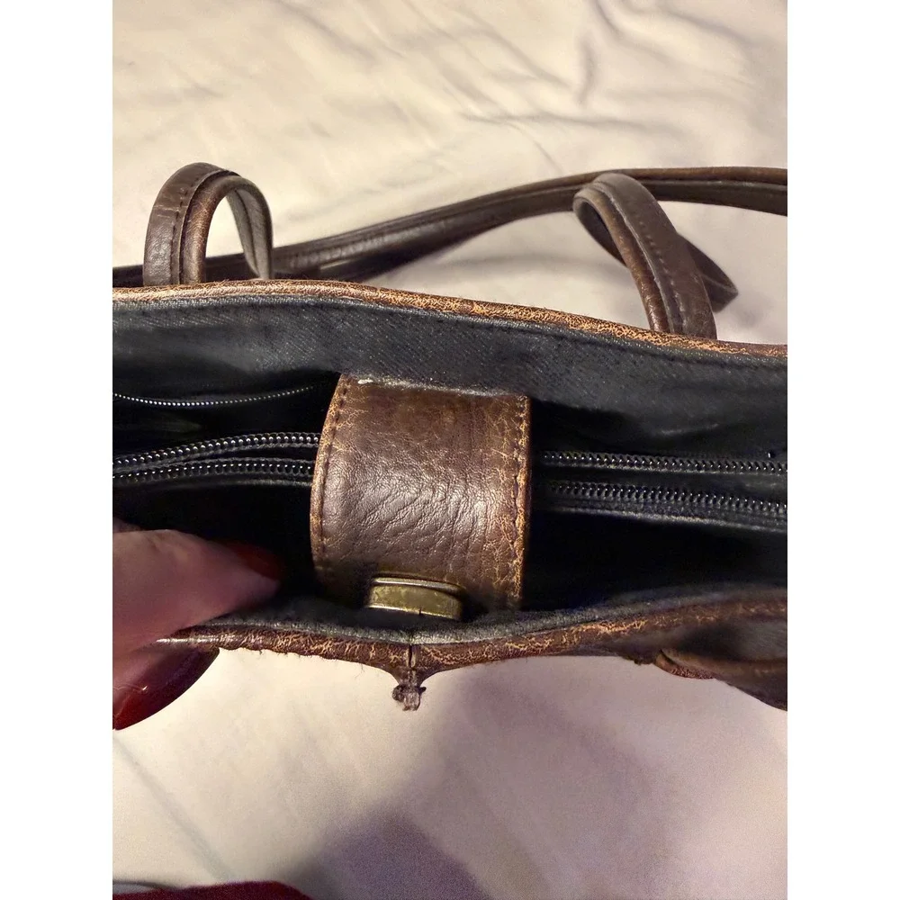 Vintage Liz Claiborne North South Leather Tote Chocolate Brown 90s